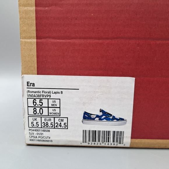 New Vans Era Romantic Floral Lapis Blue and White Flower Women's Size 8 - Picture 9 of 9